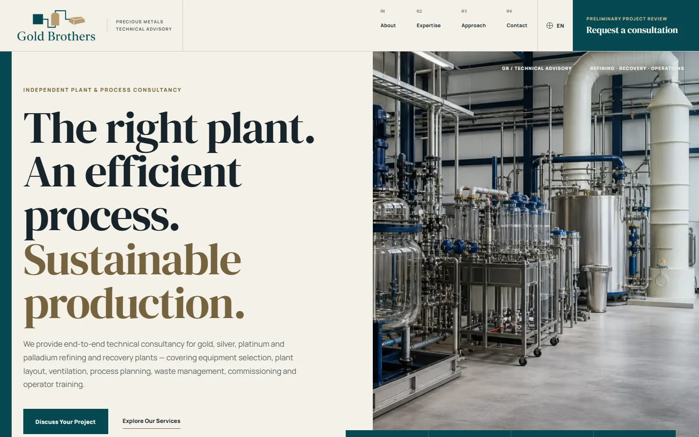 Gold Brothers Consultancy website, English home page